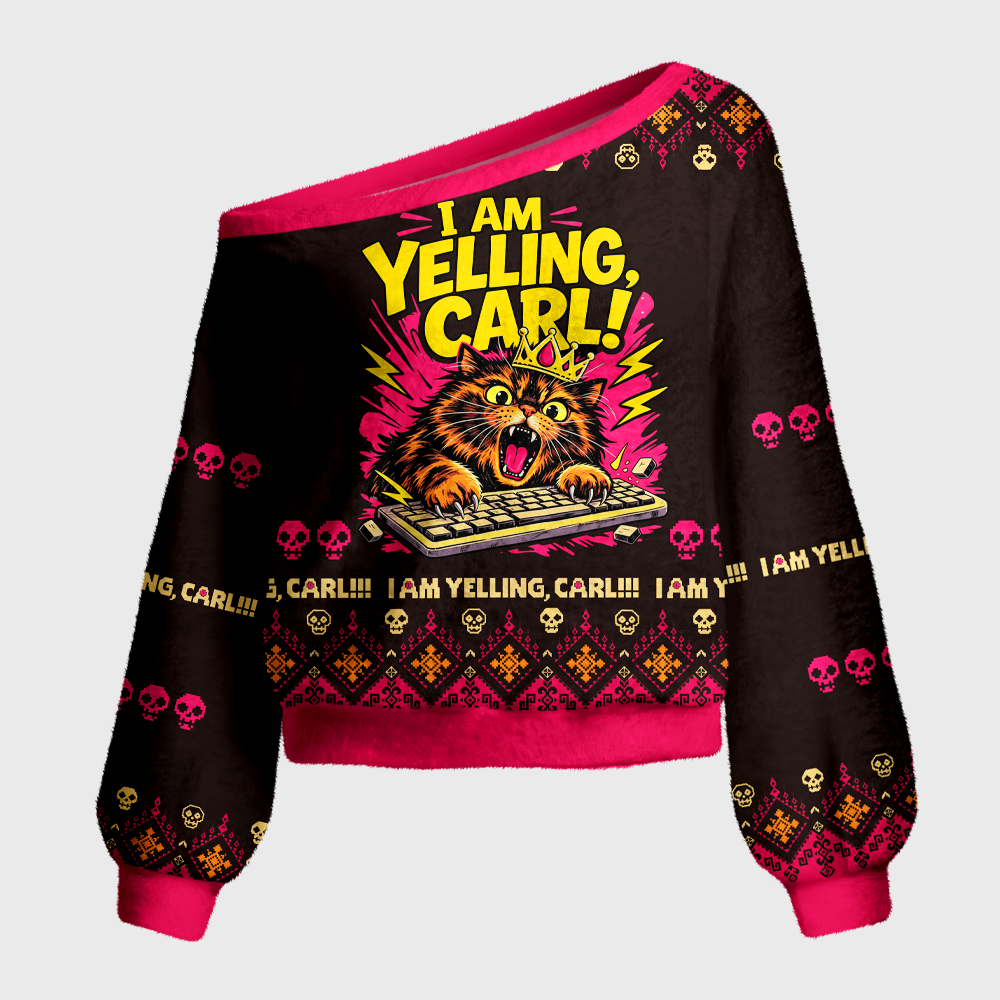 Pagewings Sci Fi Book Lover Off Shoulder Ugly Knit Sweater