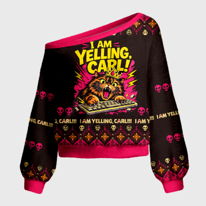 Pagewings Sci Fi Book Lover Off Shoulder Ugly Knit Sweater