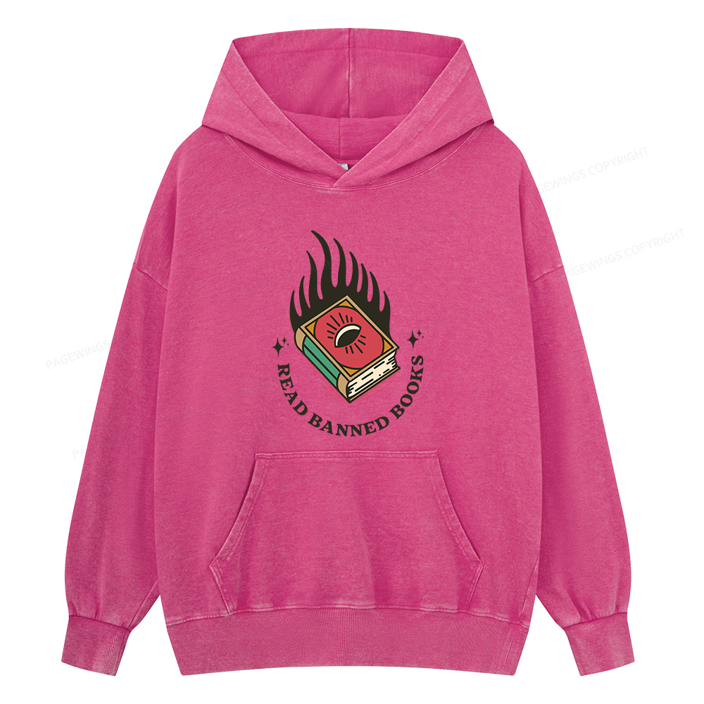 Pagewings Read Banned Books Unisex Washed Hoodie