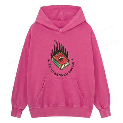 Pagewings Read Banned Books Unisex Washed Hoodie