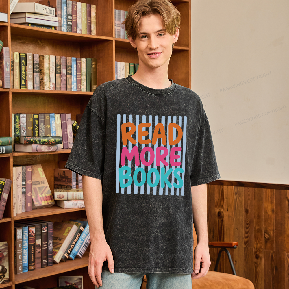 Pagewings Read More Books Unisex Washed T-shirt