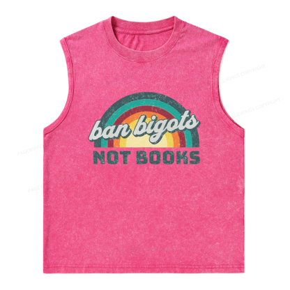 Pagewings Ban Bigots Not Books Unisex Washed Tank Top