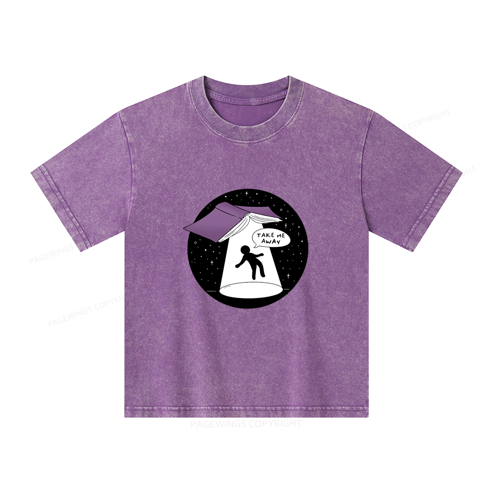 Pagewings Take Me Away Unisex Kids Washed T-shirt