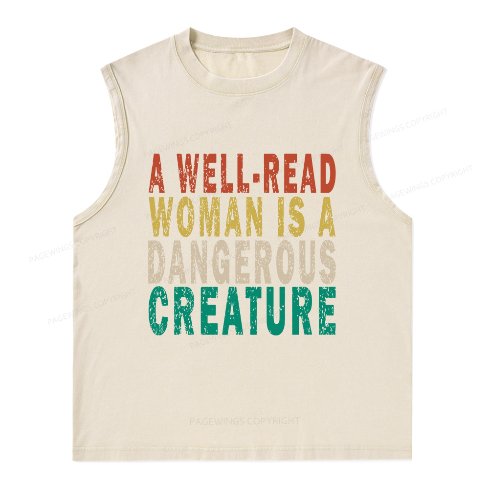 Pagewings A Well-Read Woman Is A Dangerous Creature Unisex Washed Tank Top