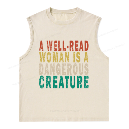 Pagewings A Well-Read Woman Is A Dangerous Creature Unisex Washed Tank Top