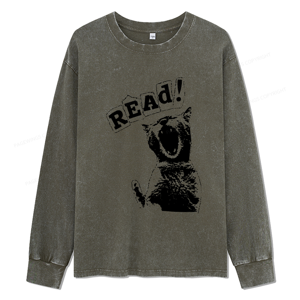 Pagewings Read Unisex Washed Long Sleeve T-shirt