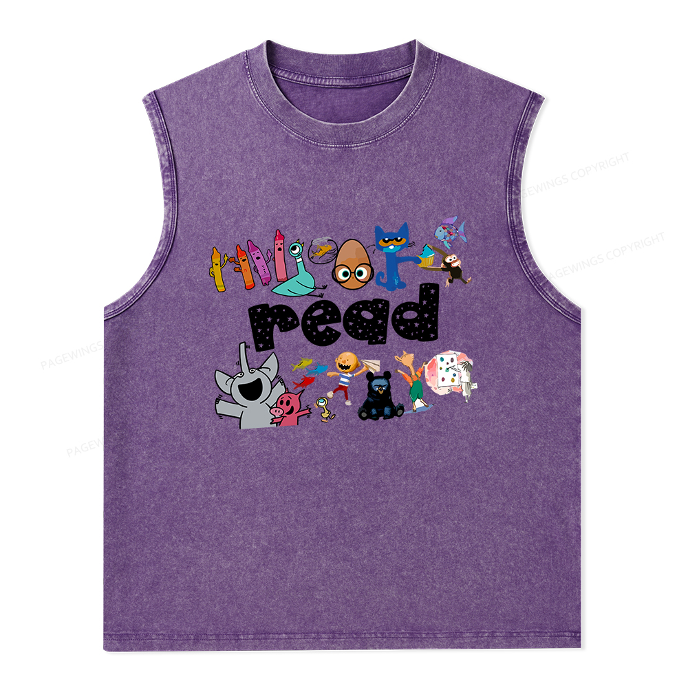 Pagewings Reading Bookish Unisex Washed Tank Top