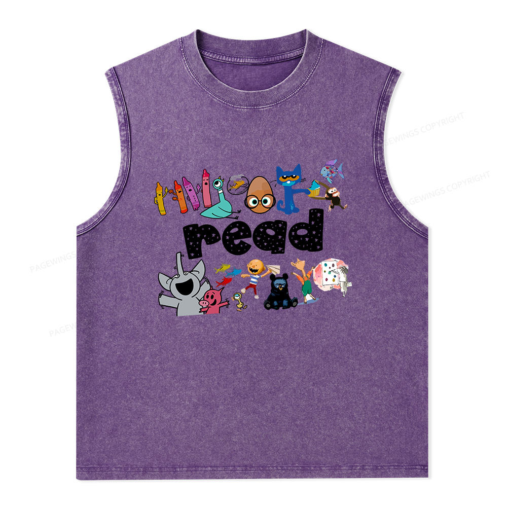 Pagewings Reading Bookish Unisex Washed Tank Top