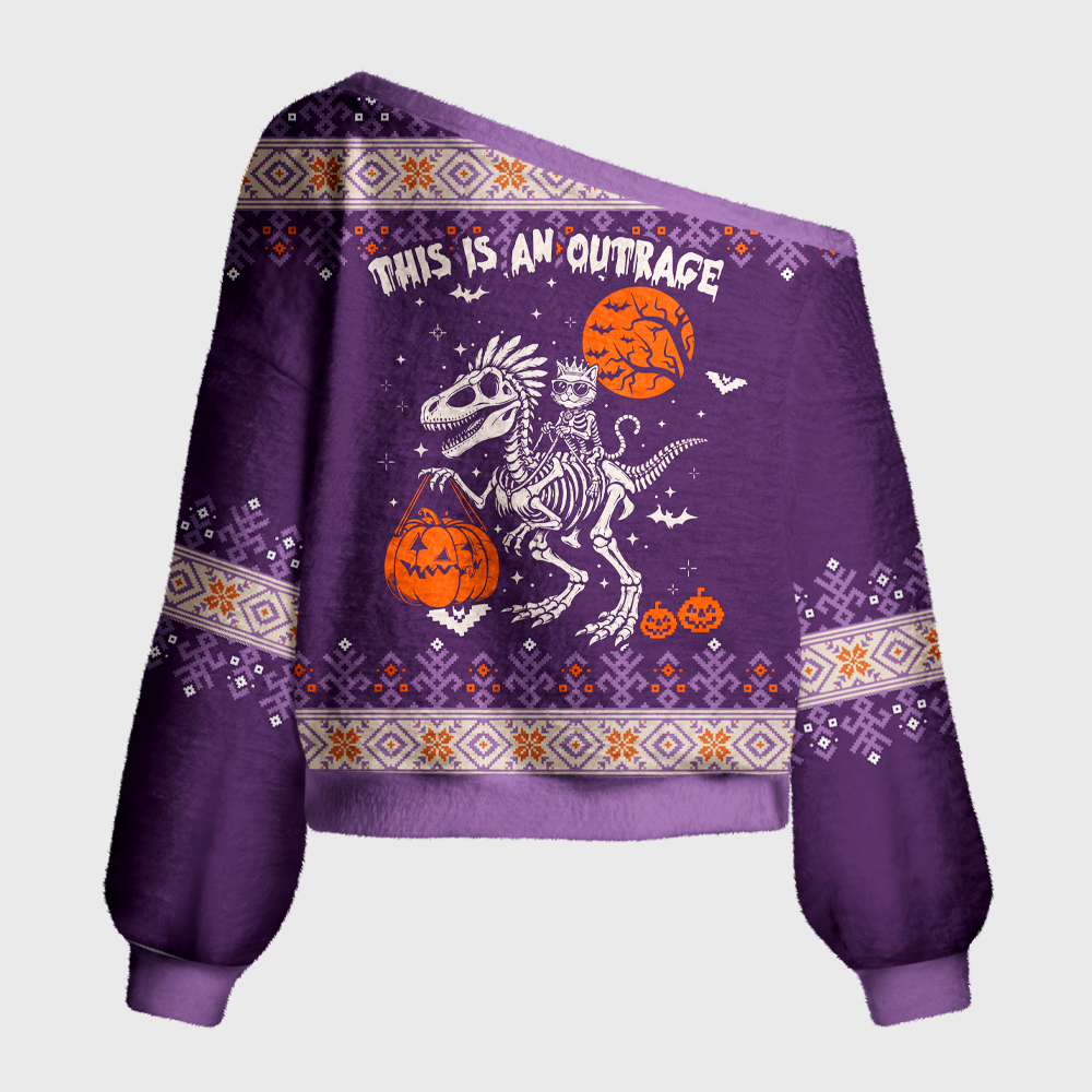 Pagewings Sci Fi Book Lover Off Shoulder Ugly Knit Sweater