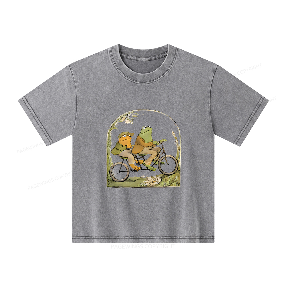 Pagewings Frog And Toad Book Vintage Unisex Kids Washed T-shirt
