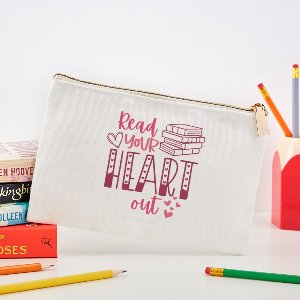 Pagewings Valentine Sweatshirt Read Your Heart Pouch
