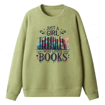 Pagewings Just A Girl Who Loves Books Unisex Knit Sweatshirt