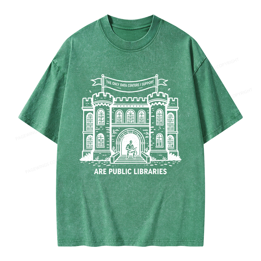 Pagewings I Support Are Public Libraries Unisex Washed T-shirt