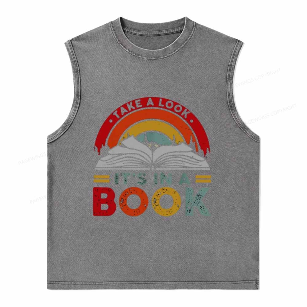 Pagewings Take A Look It's In A Book Unisex Washed Tank Top