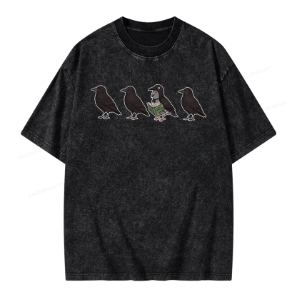 Pagewings Funny Crow Pigeon Unisex Washed T-shirt