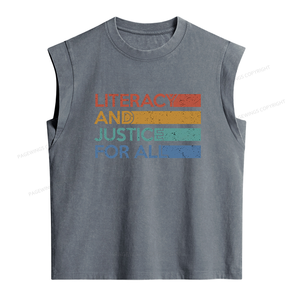 Pagewings Literacy and Justice For All  Women's Washed Tank Top