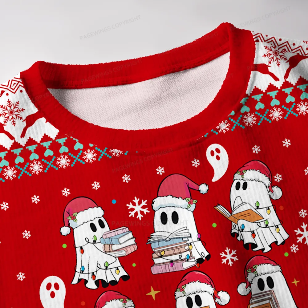 Pagewings Ghost Reading Unisex Ugly Knit Sweatshirt