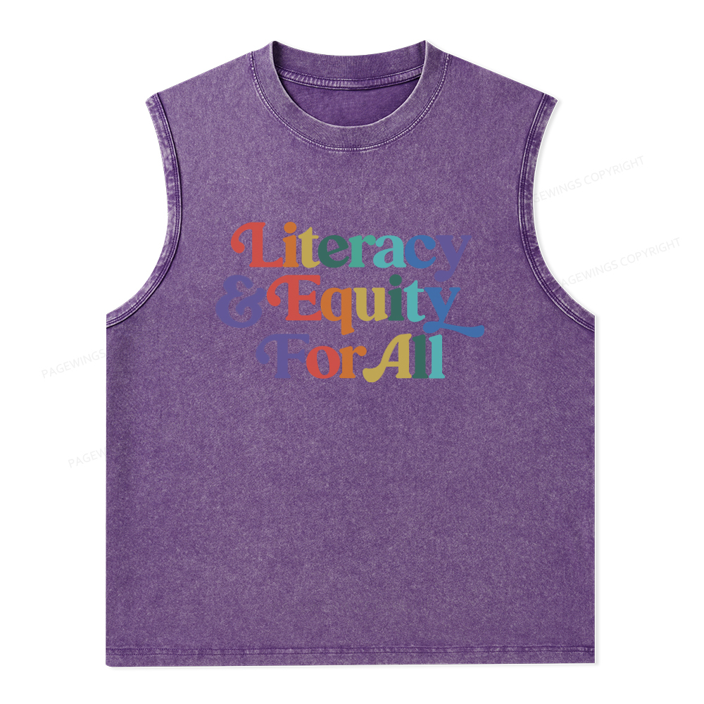 Pagewings Literacy & Equity For All Unisex Washed Tank Top