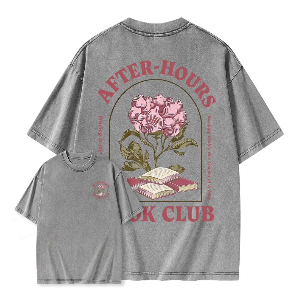 Pagewings After‑Hours Book Club Unisex Washed T-shirt