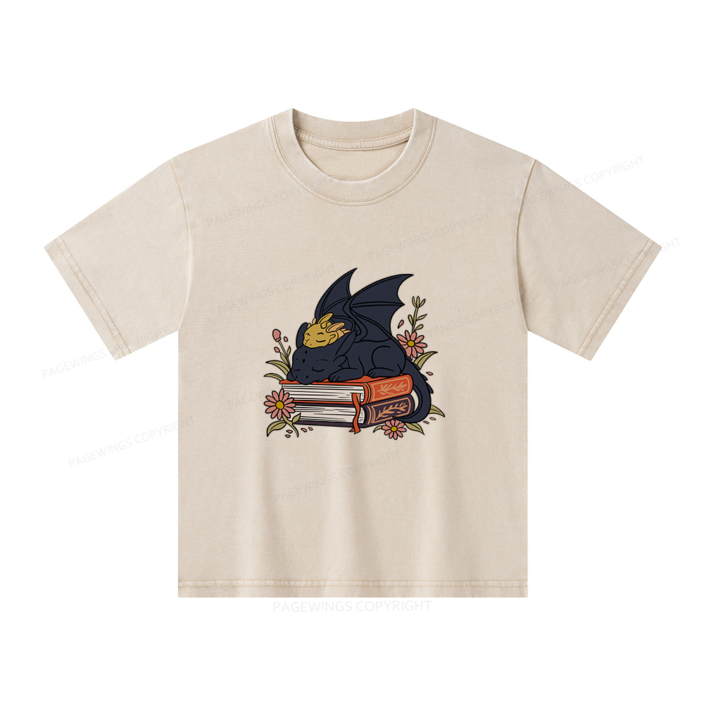 Pagewings Dragon Book Unisex Kids Washed T-shirt