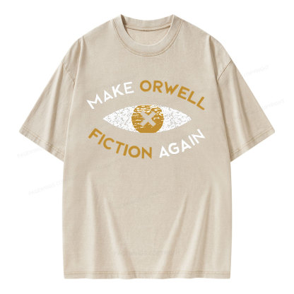 Pagewings Make Orwell Fiction Again - Dystopian Literature Philosophy Unisex Washed T-shirt