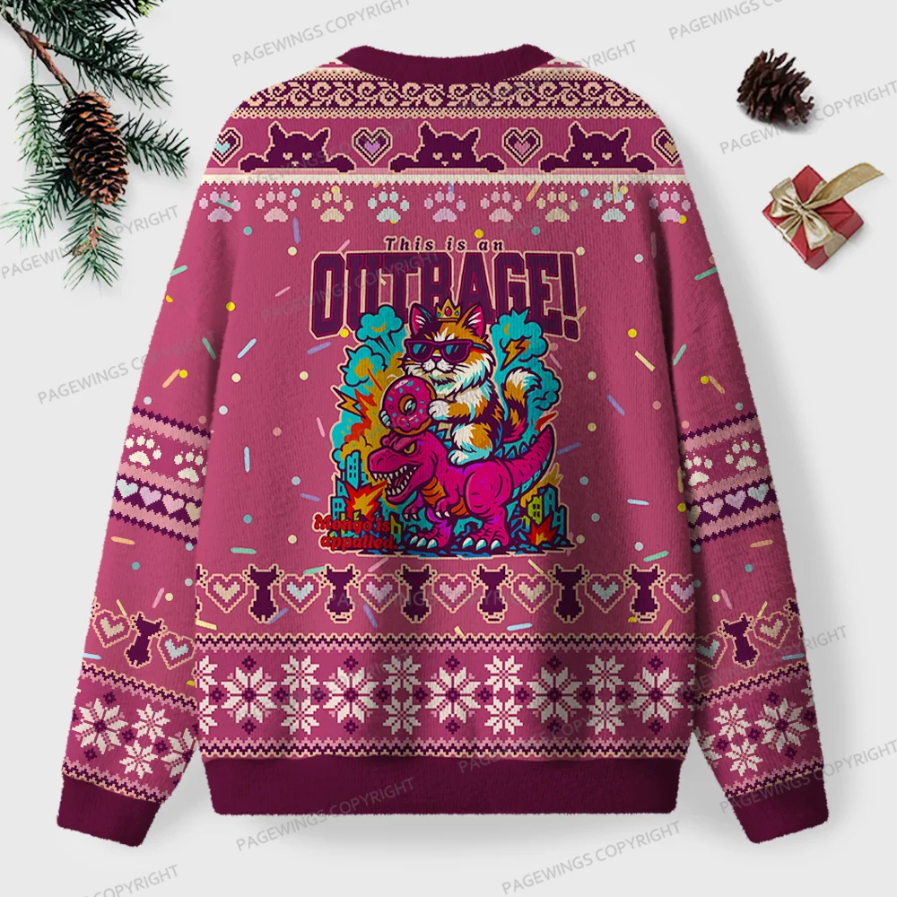 Pagewings This Is An Outrage Unisex Ugly Knit Sweatshirt