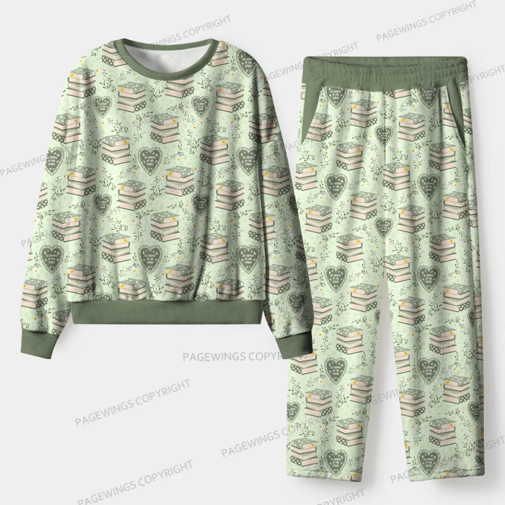 Pagewings All Booked Up For Spring Unisex Flannel Pajama Set