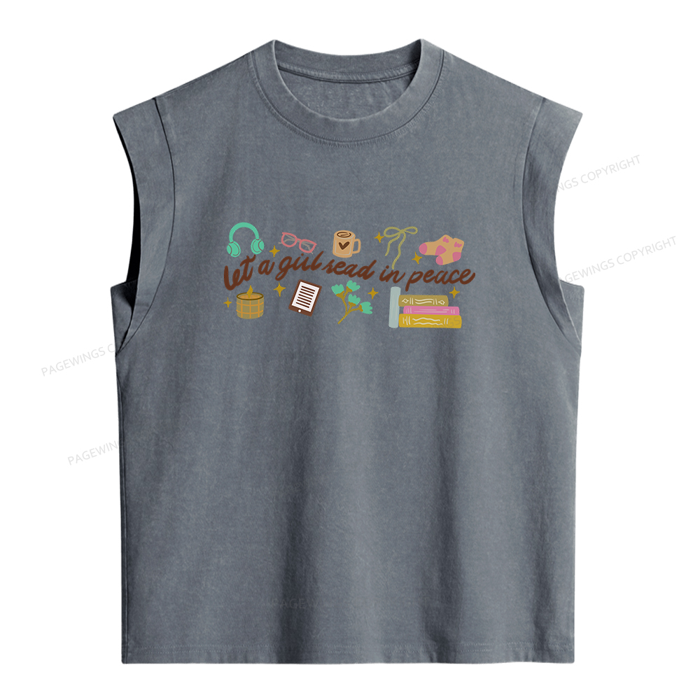 Pagewings Let a Girl Read in Peace Women's Washed Tank Top