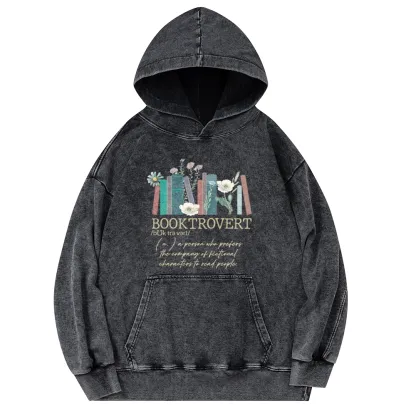 Pagewings Booktrovert Unisex Washed Hoodie