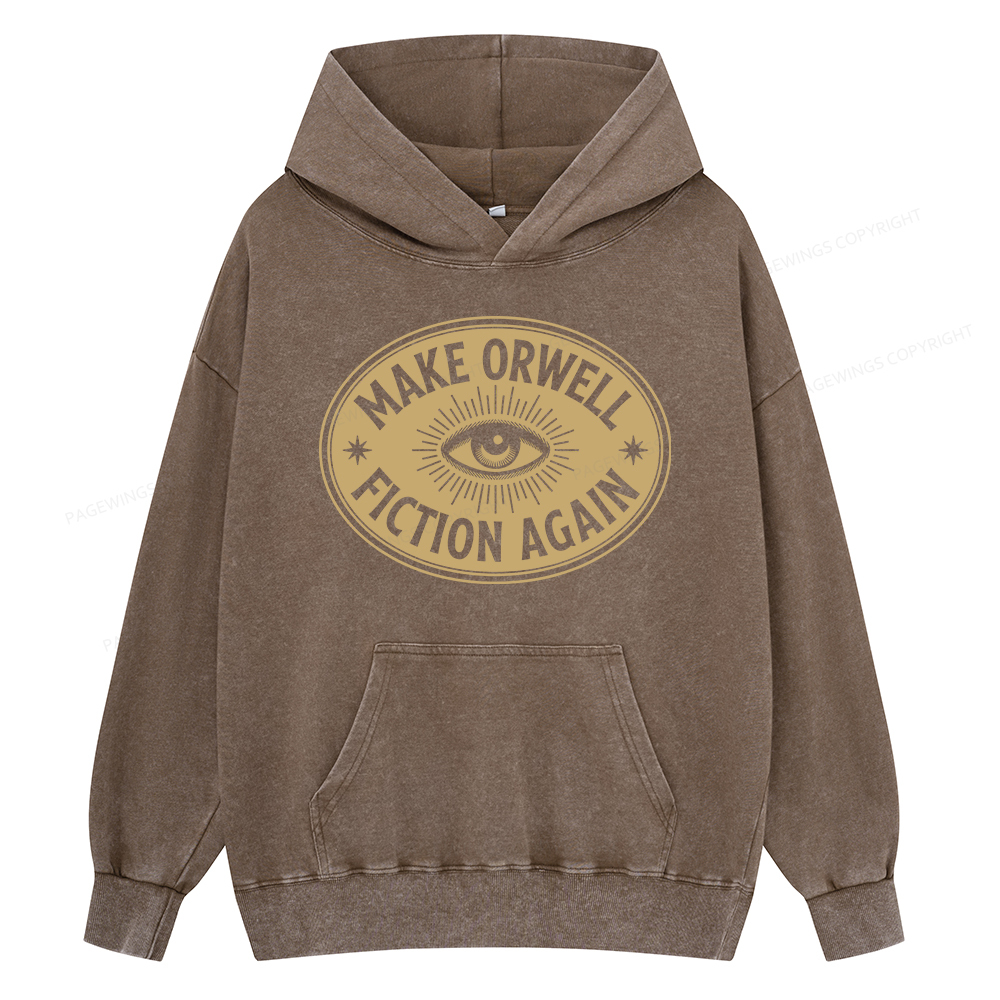Pagewings Make Orwell Fiction Again Unisex Washed Hoodie