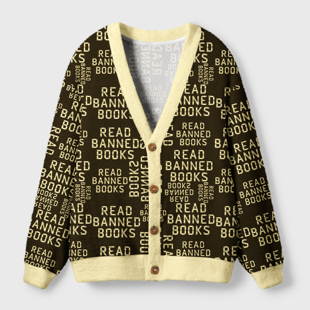 Pagewings Read Banned Books Light Knit Unisex Cardigan Sweaters