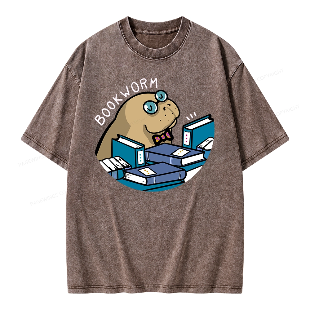 Pagewing Books Worm Unisex Washed T-shirt
