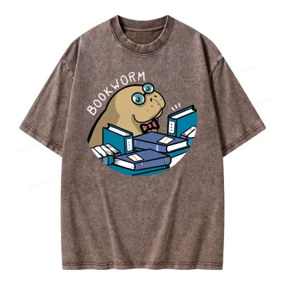 Pagewing Books Worm Unisex Washed T-shirt