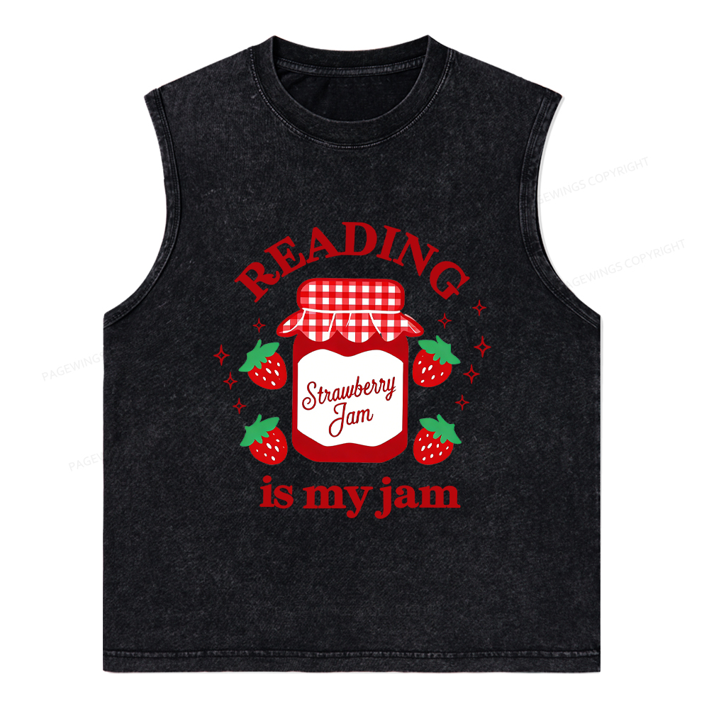 Pagewings Valentines Day Reading is My Jam Unisex Washed Tank Top