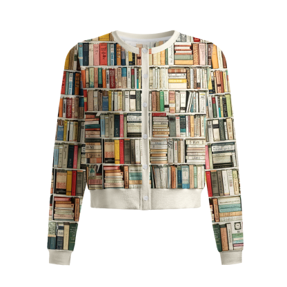 Pagewings Bookish Vibe Crew Neck Cardigan Sweaters