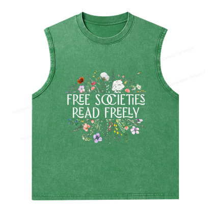 Pagewings Free Societies Read Freely Unisex Washed Tank Top