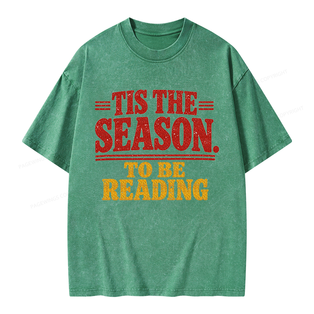 Pagewings Tis The Season to be Reading Unisex Washed T-shirt
