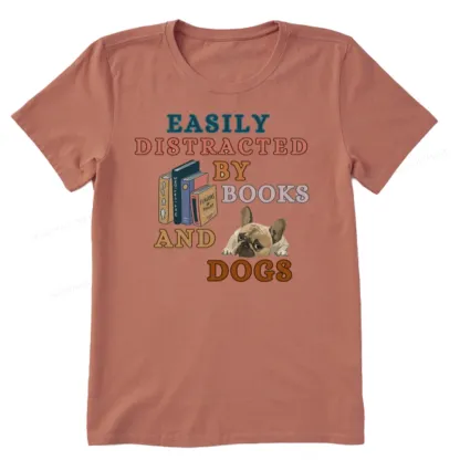 Pagewings Easily Distracted By Books And Dogs Unisex Classic T-shirt