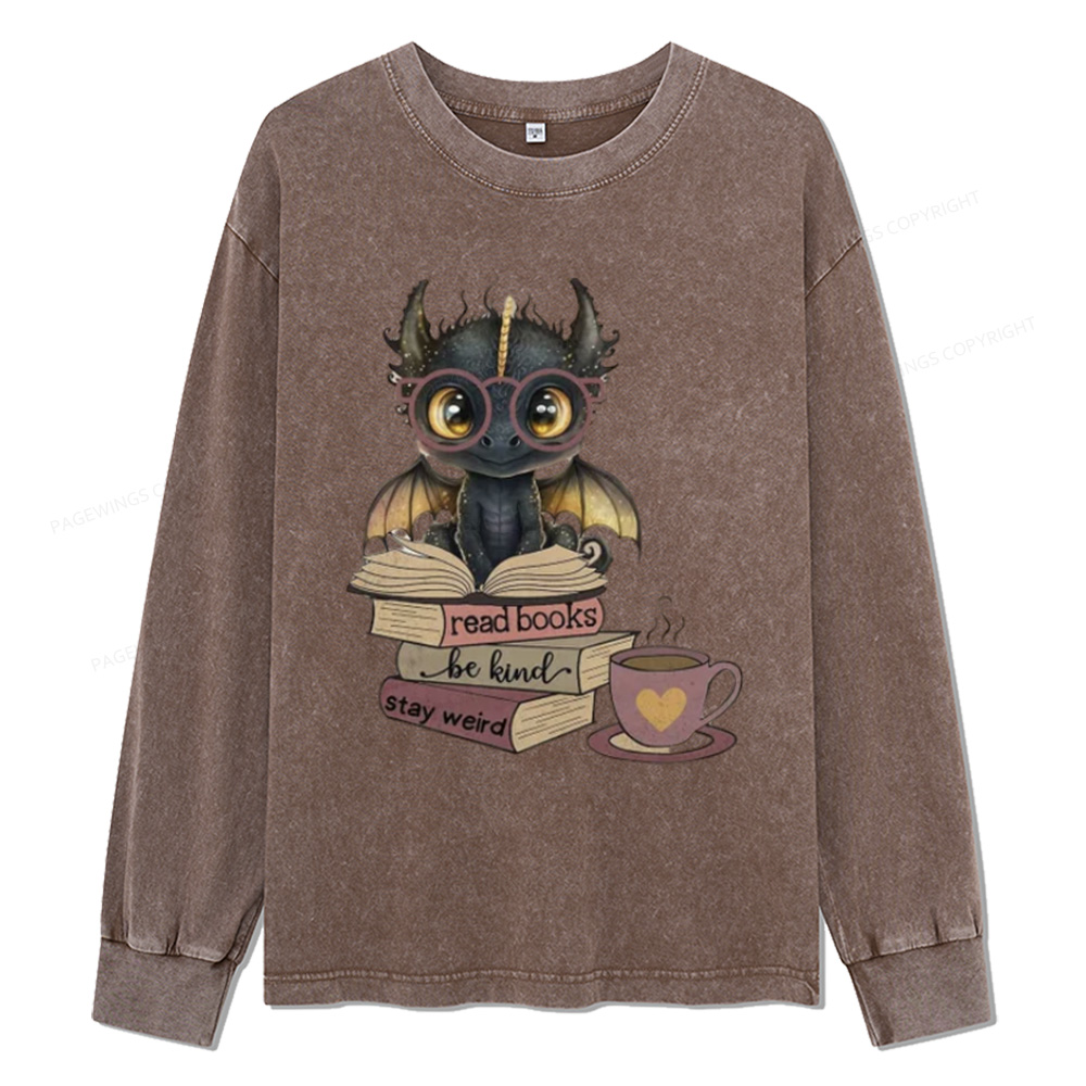 Pagewings Fourth Wing Dargon Unisex Washed Long Sleeve T-shirt