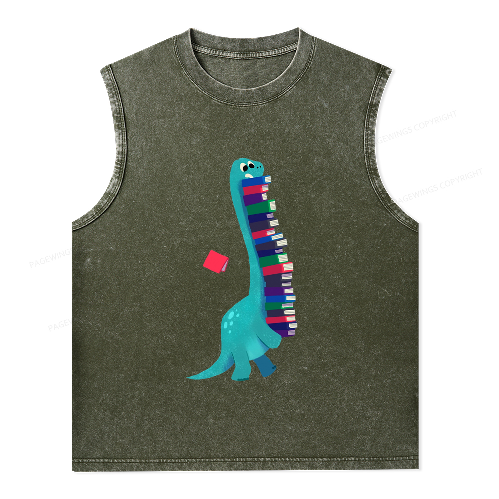 Pagewings Book Dinosaurs Unisex Washed Tank Top