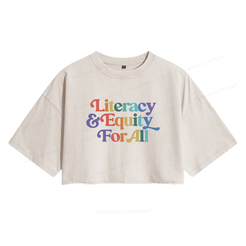 Pagewings Literacy & Equity For All Women's Washed Cropped T-shirt
