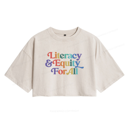 Pagewings Literacy & Equity For All Women's Washed Cropped T-shirt