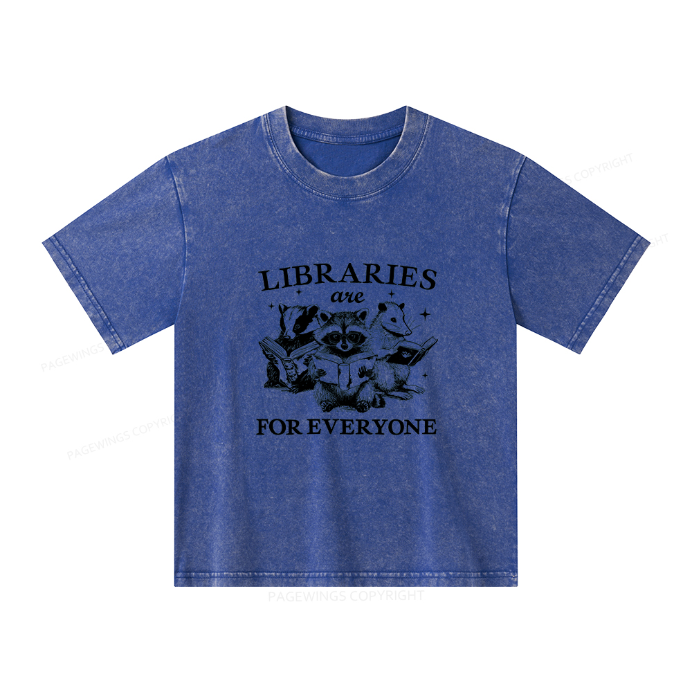 Pagewings Libraries Are For Everyone Unisex Kids Washed T-shirt