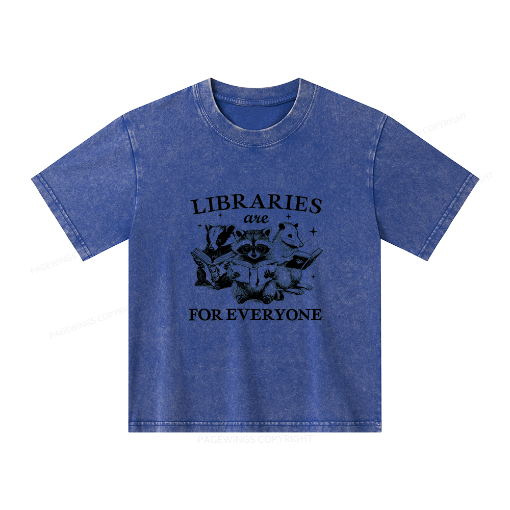 Pagewings Libraries Are For Everyone Unisex Kids Washed T-shirt