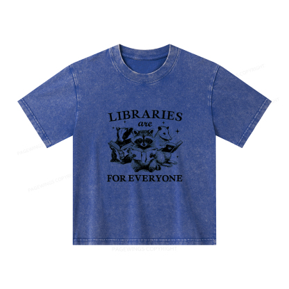 Pagewings Libraries Are For Everyone Unisex Kids Washed T-shirt
