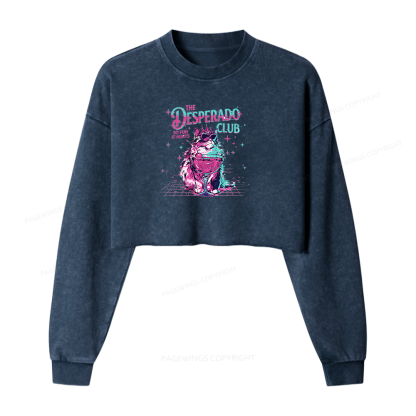 Pagewings Sci Fi Fant Washed Crop Sweatshirt