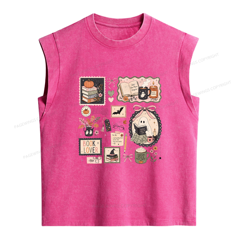 Pagewings Halloween Book Club Women's Washed Tank Top