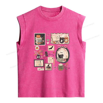Pagewings Halloween Book Club Women's Washed Tank Top