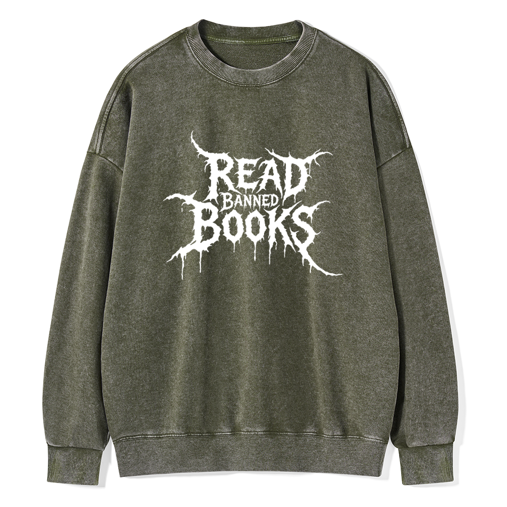Pagewings Read Banned Books Unisex Washed Sweatshirt