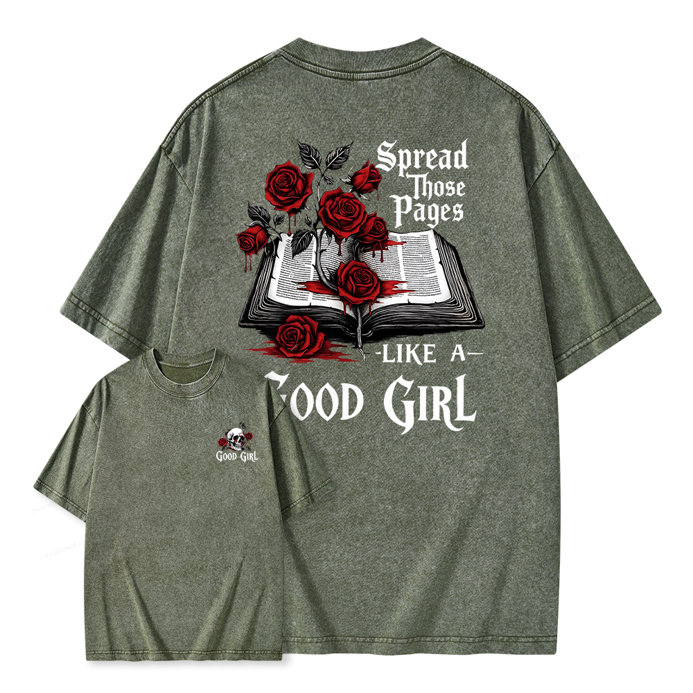Pagewings Spread Those Pages Like a Good Girl Unisex Washed T-shirt